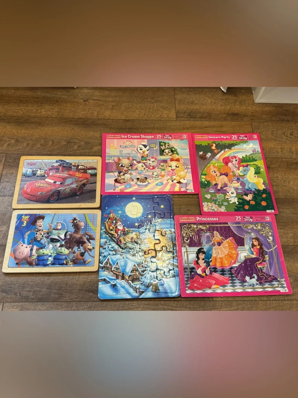 Kids Wooden Puzzle Lot Disney Pixar Melissa & Doug 6 Puzzles